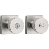 Kwikset 740PSKSQT-15S Pismo Knob with Square Rose Entry Lock SmartKey and RCS Strike KA3 Satin Nickel