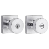 Kwikset 740PSKSQT-26DS Pismo Knob with Square Rose Entry Lock SmartKey and RCS Strike KA3 Satin Chrome
