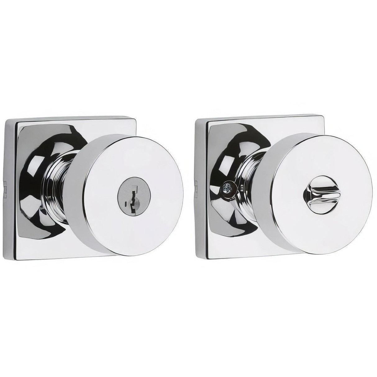 Kwikset 740PSKSQT-26S Pismo Knob with Square Rose Entry Lock SmartKey and RCS Strike KA3 Bright Chrome