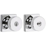 Kwikset 740PSKSQT-26S Pismo Knob with Square Rose Entry Lock SmartKey and RCS Strike KA3 Bright Chrome