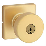 Kwikset 740PSKSQT-4S Pismo Knob with Square Rose Entry Lock SmartKey and RCS Strike KA3 Satin Brass