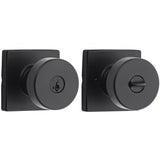 Kwikset 740PSKSQT-514S Pismo Knob with Square Rose Entry Lock SmartKey and RCS Strike KA3 Matte Black