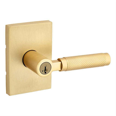 Kwikset 740PVLRCT-4S Prava Lever with Rectangular Rose Entry Door Lock Satin Brass