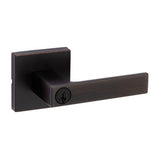 Kwikset 740SALSQT-11PS Singapore Lever with Square Rose Entry Door Lock SmartKey and RCS Strike Venetian Bronze