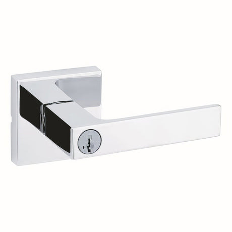 Kwikset 740SALSQT-26S Singapore Lever with Square Rose Entry Door Lock SmartKey and RCS Strike Bright Chrome