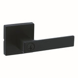 Kwikset 740SALSQT-514S Singapore Lever with Square Rose Entry Door Lock SmartKey and RCS Strike Matte Black