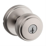 Kwikset 740SOK-15S Sora Knob with Traditional Round Rose Entry Door Lock SmartKey and RCS Strike Satin Nickel