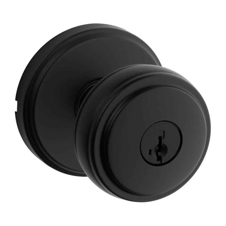 Kwikset 740SOK-514S Sora Knob with Traditional Round Rose Entry Door Lock SmartKey and RCS Strike Matte Black