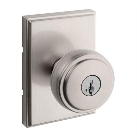Kwikset 740SOKTRCT-15S Sora Knob with Traditional Rectangular Rose Entry Door Lock SmartKey and RCS Strike Satin Nickel