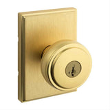 Kwikset 740SOKTRCT-4S Sora Knob with Traditional Rectangular Rose Entry Door Lock SmartKey and RCS Strike Satin Brass