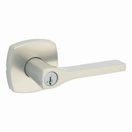 Kwikset 740TPLMDT-15S Tripoli Lever with Midtown Rose Entry Door Lock SmartKey and RCS Strike Satin Nickel