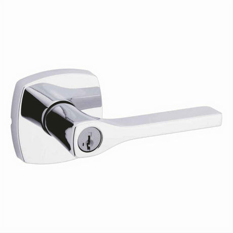 Kwikset 740TPLMDT-26S Tripoli Lever with Midtown Rose Entry Door Lock SmartKey and RCS Strike Bright Chrome
