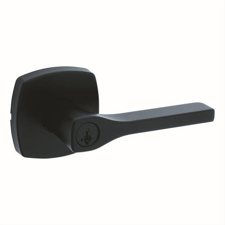 Kwikset 740TPLMDT-514S Tripoli Lever with Midtown Rose Entry Door Lock SmartKey and RCS Strike Matte Black