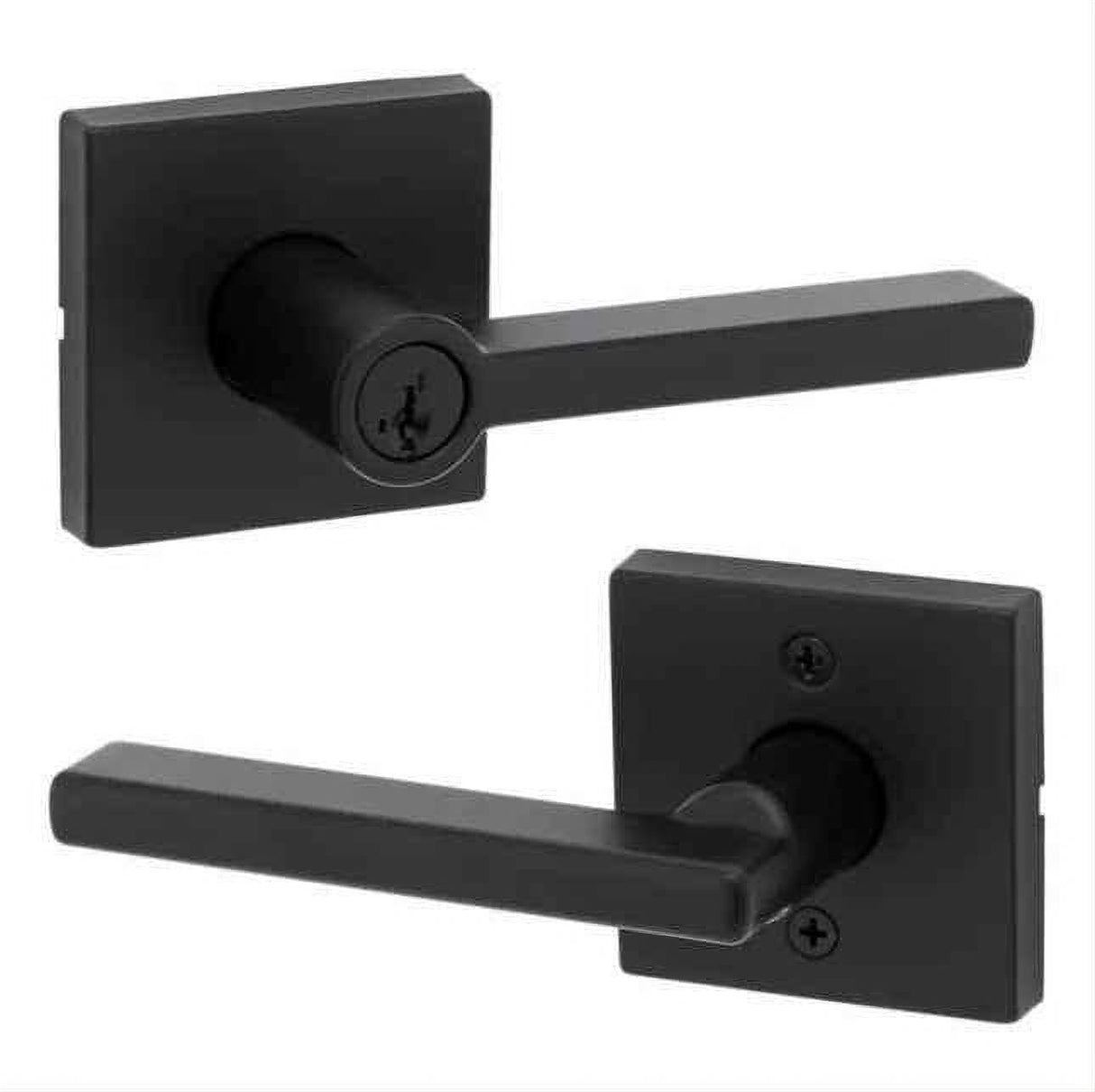 Kwikset 750HFLSQT-514S.FD Halifax Lever with Square Rose Storeroom Door Lock SmartKey with 6AL FD Latch and RCS Strike Matte Black