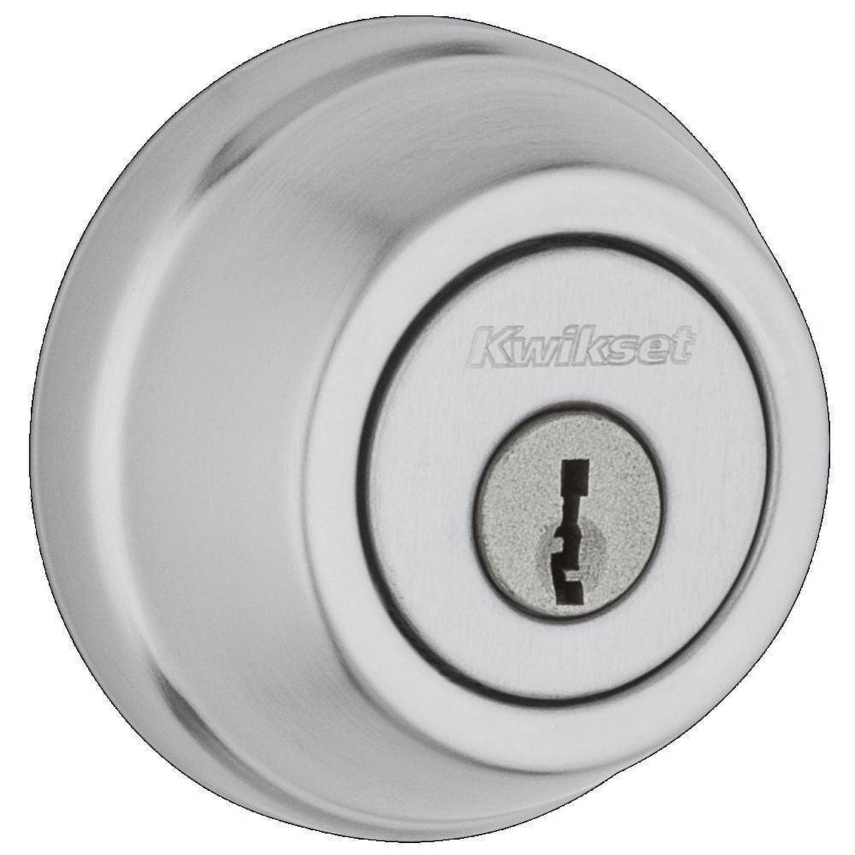 Kwikset 780-15.STRKP Single Cylinder Deadbolt with 6AL Latch and STRKP Strike Pack which includes Square Corner, Round Corner and 5303 Round Corner Full Lip Strikes Satin Nickel