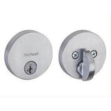 Kwikset 780-3S.STRKP Single Cylinder Deadbolt with 6AL Latch and STRKP Strike Pack which includes Square Corner, Round Corner and 5303 Round Corner Full Lip Strikes Bright Brass