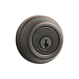 Kwikset 780-5SV1 Single Cylinder Deadbolt with 6AL Latch and STRKP Strike Pack which includes Square Corner, Round Corner and 5303 Round Corner Full Lip Strikes Antique Brass