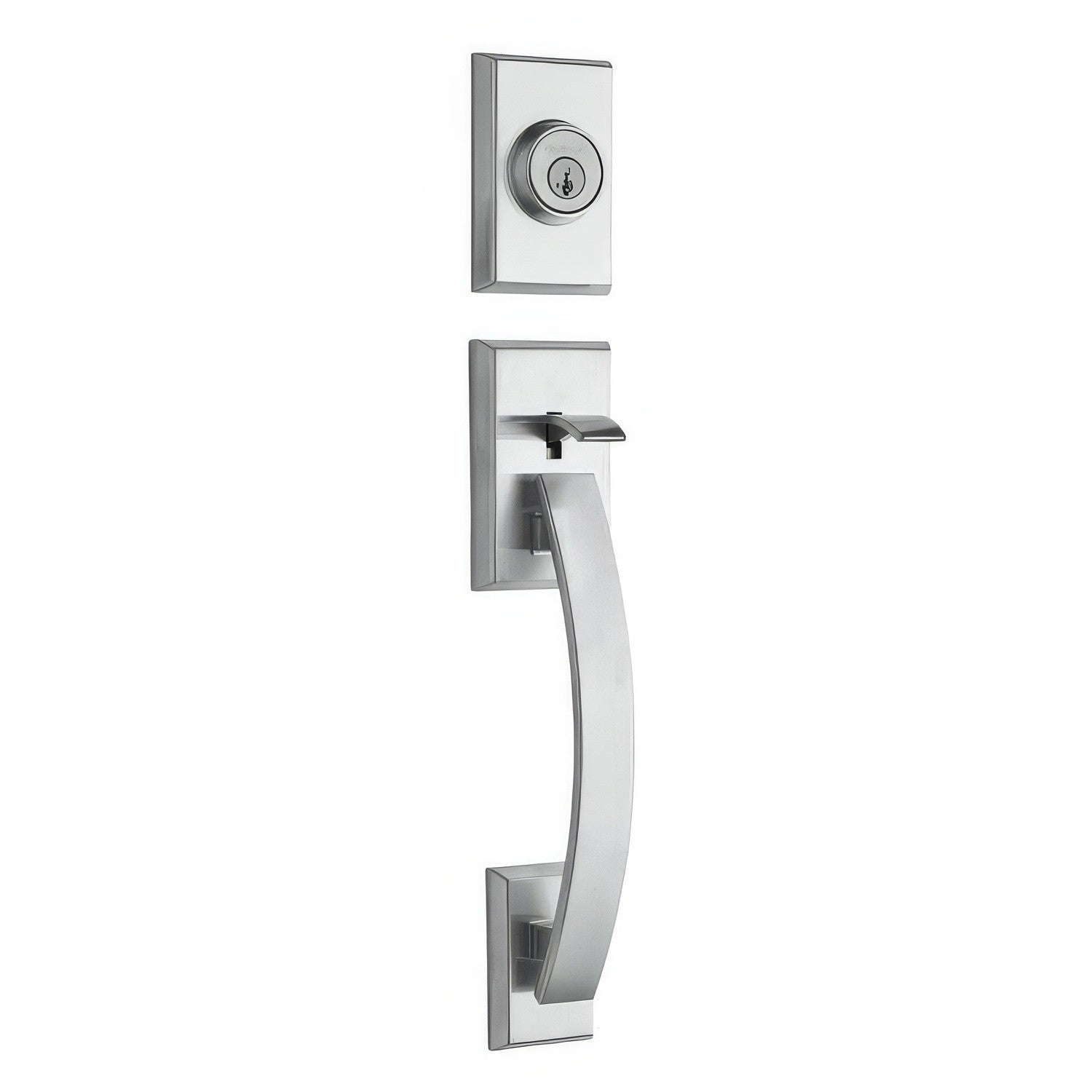 Kwikset 800TVHLIP-15S.STRKP-514.STRKP Tavaris Single Cylinder Exterior Handleset with 6AL Latch and STRKP Strike Pack which includes Square Corner, Round Corner and 5303 Round Corner Full Lip Strikes Satin Nickel