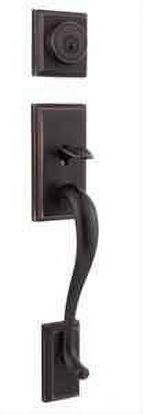 Kwikset 814HE-11P-1 Hawthorne Handle Only; No Deadbolt with RCAL Latch and RCS Strike Venetian Bronze