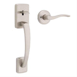 Kwikset 815BFHXSEL-15 Passage Brentford Handleset with Sedona Lever Interior Trim No Deadbolt with 6AL Latch and RCS Strike Satin Nickel