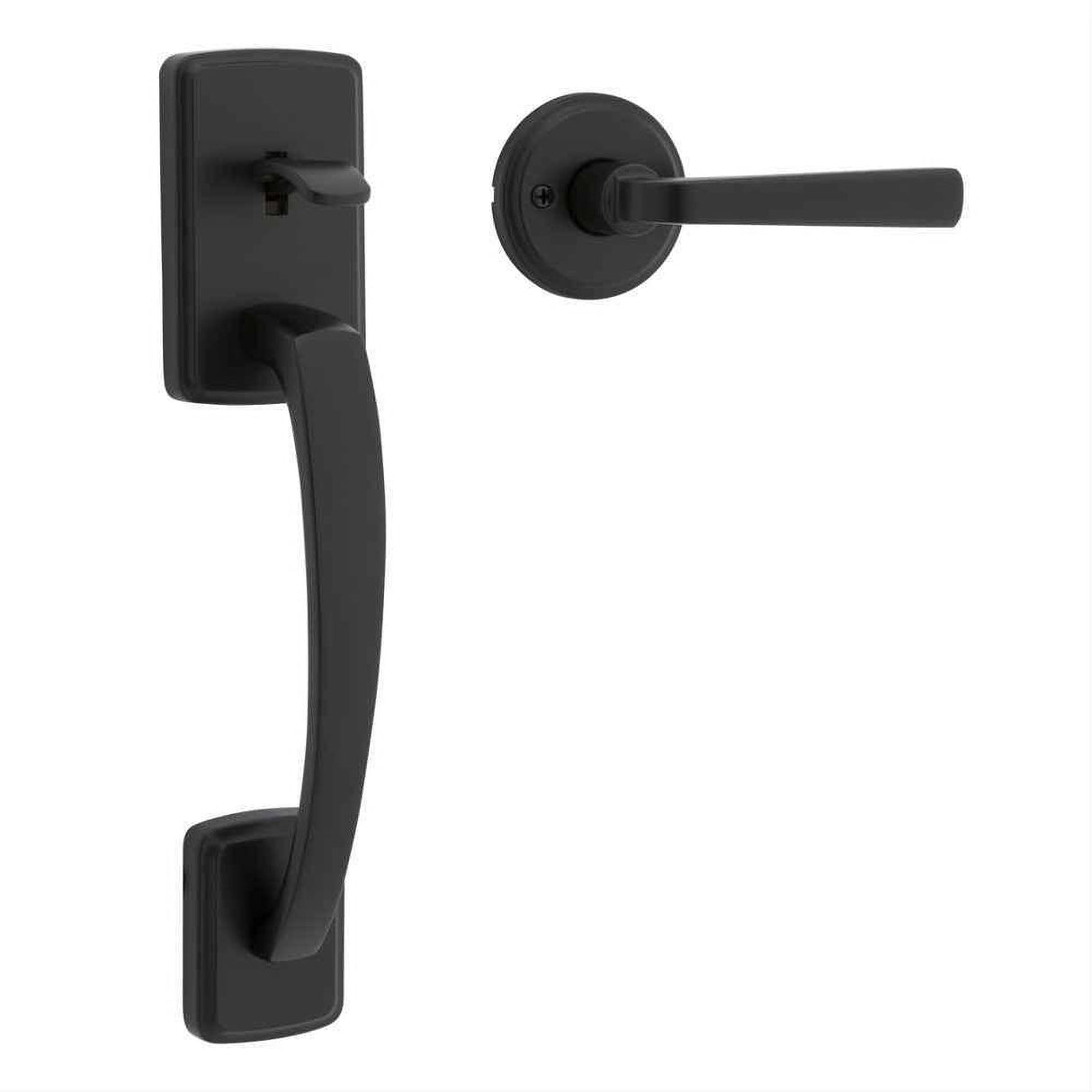 Kwikset 815BFHXTDL-514 Passage Brentford Handleset with Trafford Lever Interior Trim No Deadbolt with 6AL Latch and RCS Strike Matte Black
