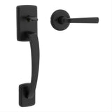 Kwikset 815BFHXTDL-514 Passage Brentford Handleset with Trafford Lever Interior Trim No Deadbolt with 6AL Latch and RCS Strike Matte Black