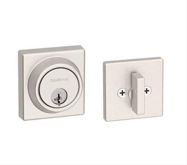 Kwikset 817SQT-15S Key Control Square Deadbolt SmartKey with RCAL Latch and RCS Strike Satin Nickel