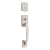 Kwikset 818BFHLIP-15S.STRKP Single Cylinder Brentford Exterior Handleset with SmartKey Satin Nickel
