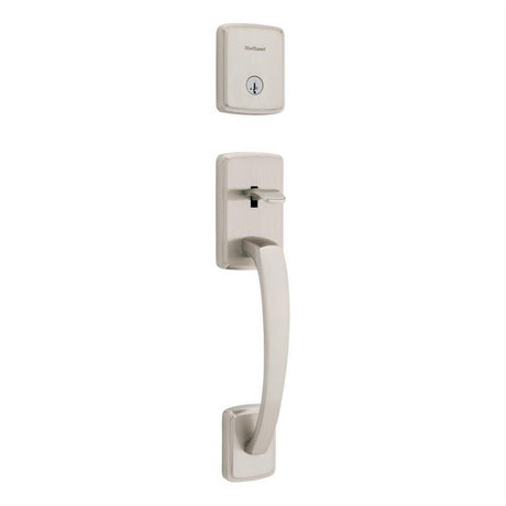 Kwikset 818BFHLIP-15S.STRKP Single Cylinder Brentford Exterior Handleset with SmartKey Satin Nickel