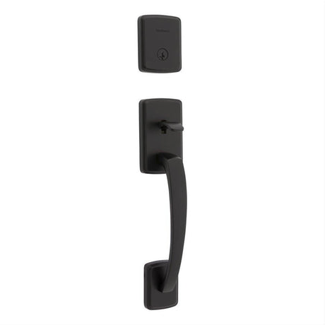 Kwikset 818BFHLIP-514S.STRKP Single Cylinder Brentford Exterior Handleset with SmartKey Matte Black