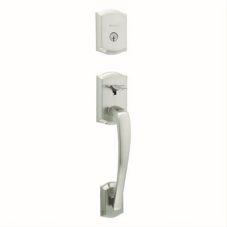 Kwikset 818PTHLIP-15S.STRKP Single Cylinder Prescott Exterior Handleset with SmartKey Satin Nickel