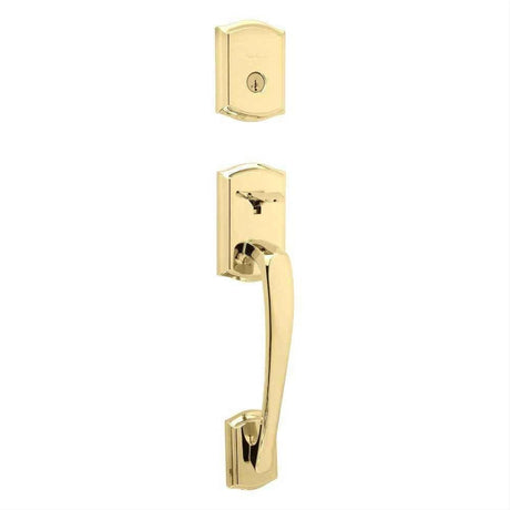 Kwikset 818PTHLIP-L03S.STRKP Single Cylinder Prescott Exterior Handleset with SmartKey Lifetime Brass