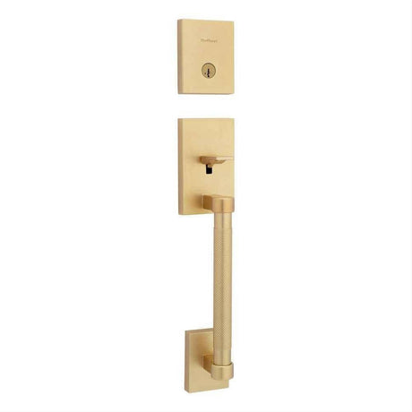 Kwikset 818PVHLIP-4S.STRKP Single Cylinder Prava Exterior Handleset with SmartKey Satin Brass