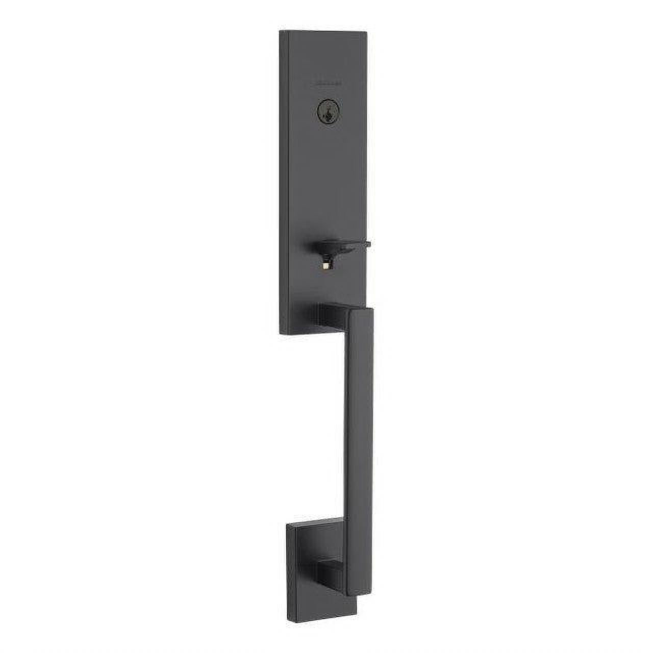 Kwikset 818VNHLIP-11PS.STRKP Single Cylinder Vancouver Exterior Handleset with SmartKey with 6AL Latch and STRKP Strike Pack which includes Square Corner; Round Corner and 5303 Round Corner Full Lip Strikes Venetian Bronze
