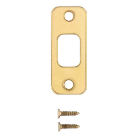 Kwikset 85279-003 1-1/8" x 2-3/4" Round Corner Deadbolt Strike Bright Brass
