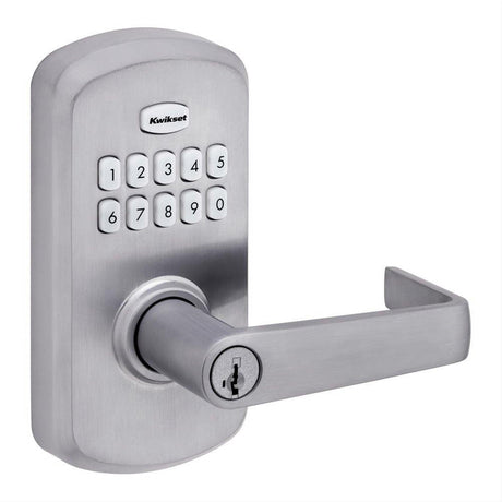 Kwikset 955KNL-26DS Kingston SmartCode Electronic Lever Lock with SmartKey - Satin Chrome