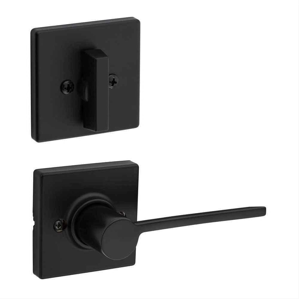 Kwikset 966LRLSQTLH-514.UNIV Ladera Handleset Trim with Square Rose Matte Black