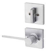 Kwikset 966LRLSQTRH-26D.UNIV Ladera Handleset Trim with Square Rose Satin Chrome