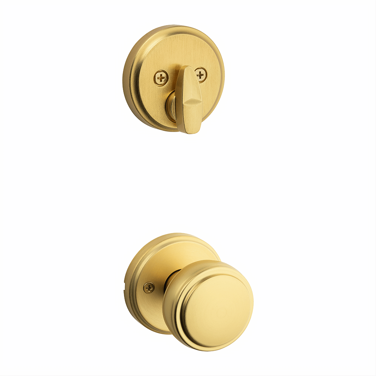 Kwikset 971SOK-4 Sora Handleset Trim with Round Rose Satin Brass