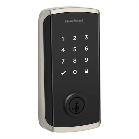 Kwikset 9801WIFITHRDTSCR-15S Halo Select Plus Touchscreen Deadbolt with WiFi, Matter and SmartKey Satin Nickel