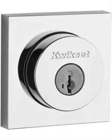 Kwikset 982SQT-26DS.DS Single Cylinder Halifax Square Rose Deadbolt SmartKey with RCAL Latch and Dual RCS and 5303 Full Lip Strike Satin Chrome