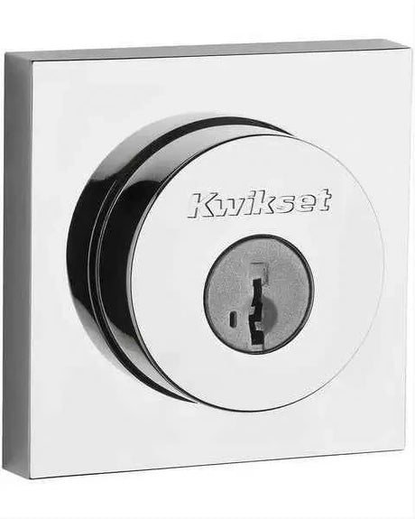 Kwikset 982SQT-26DS.DS Single Cylinder Halifax Square Rose Deadbolt SmartKey with RCAL Latch and Dual RCS and 5303 Full Lip Strike Satin Chrome