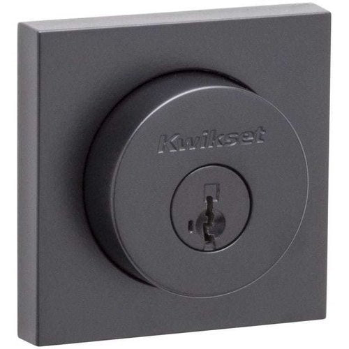 Kwikset 982SQT-514S.DS Single Cylinder Halifax Square Rose Deadbolt SmartKey - Matte Black