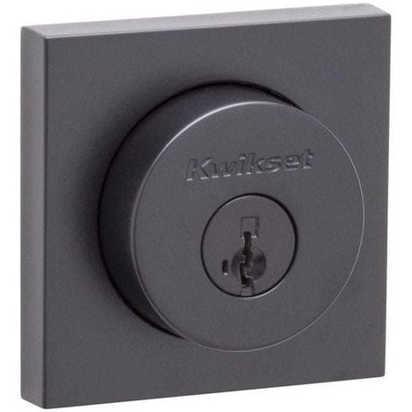 Kwikset 982SQT-514S.DS Single Cylinder Halifax Square Rose Deadbolt SmartKey - Matte Black
