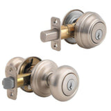 Kwikset 991J-15S-B Juno Combo Pack Knobset and Single Cylinder Deadbolt Satin Nickel