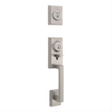 Kwikset CP553PRHXHFLSQT-15S Clear Pack Peralta Single Cylinder 2 Point Handleset with Halifax Lever and Square Rose Interior Trim SmartKey with 4AL Latch and RCS Strike Satin Nickel