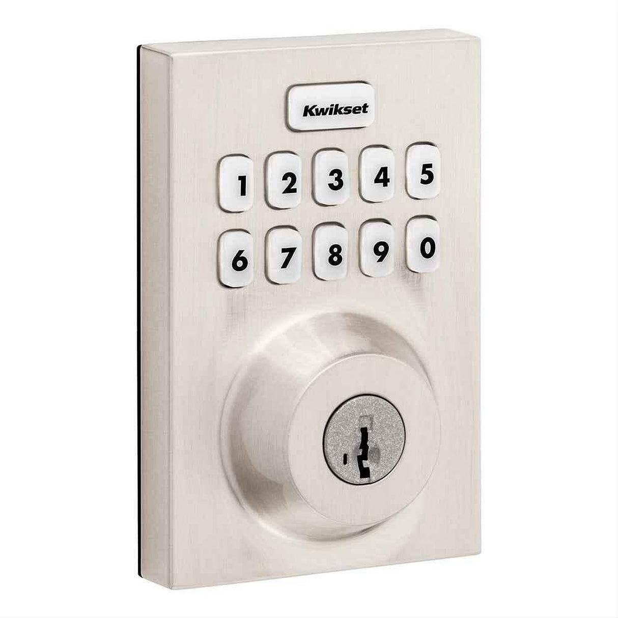 Kwikset HC620CNTZW700LR-15S Contemporary Home Connect Keypad Connected Smart Lock Deadbolt with Z-Wave 700 Long Range and SmartKey with RCALFD Latch and RCS Strike Satin Nickel