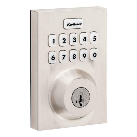 Kwikset HC620CNTZW700LR-15S Contemporary Home Connect Keypad Connected Smart Lock Deadbolt with Z-Wave 700 Long Range and SmartKey with RCALFD Latch and RCS Strike Satin Nickel