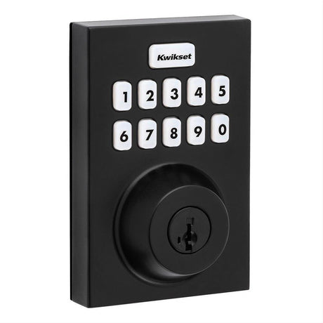 Kwikset HC620CNTZW700LR-514S Contemporary Home Connect Keypad Connected Smart Lock Deadbolt with Z-Wave 700 Long Range and SmartKey with RCALFD Latch and RCS Strike Matte Black