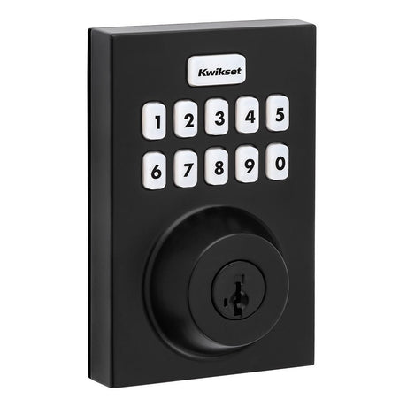 Kwikset HC620CNTZW700LR Contemporary Home Connect Keypad Connected Smart Lock Deadbolt in Matte Black